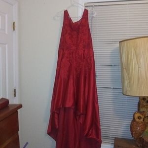 Red high-low prom dress